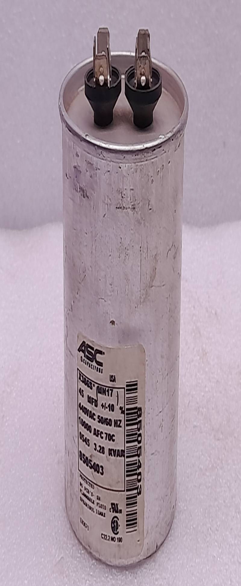 Asc 8505403 Capacitor 440Vac 50/60 Hz 10000 Afc 70C 0545 3.28 Kvar