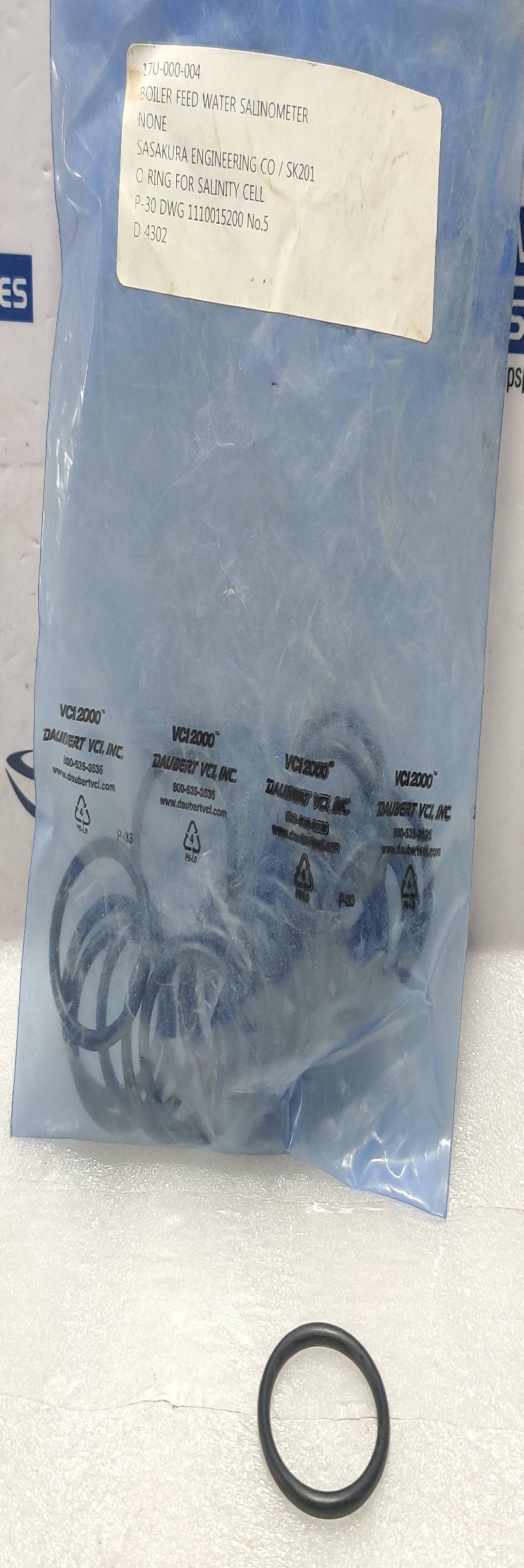 BOILER FEED WATER SALINOMETER SK201  O RING FOR SALINITY CELL  P-30 DWG 1110015200  NO.5