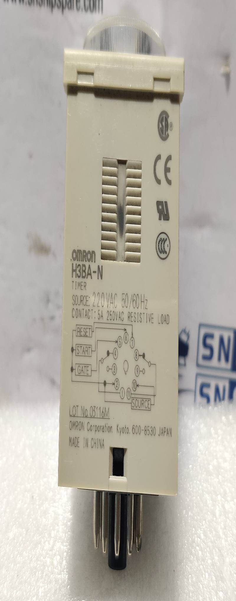 Omron H3BA-N Timer 220VAC 50/60Hz 5A 250VAC 0-12Sec