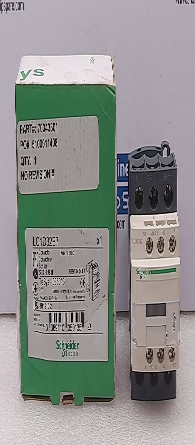 Schneider Electric LC1D32B7 Contactor 24V 50/60Hz 15KW/400V 20HP/480V