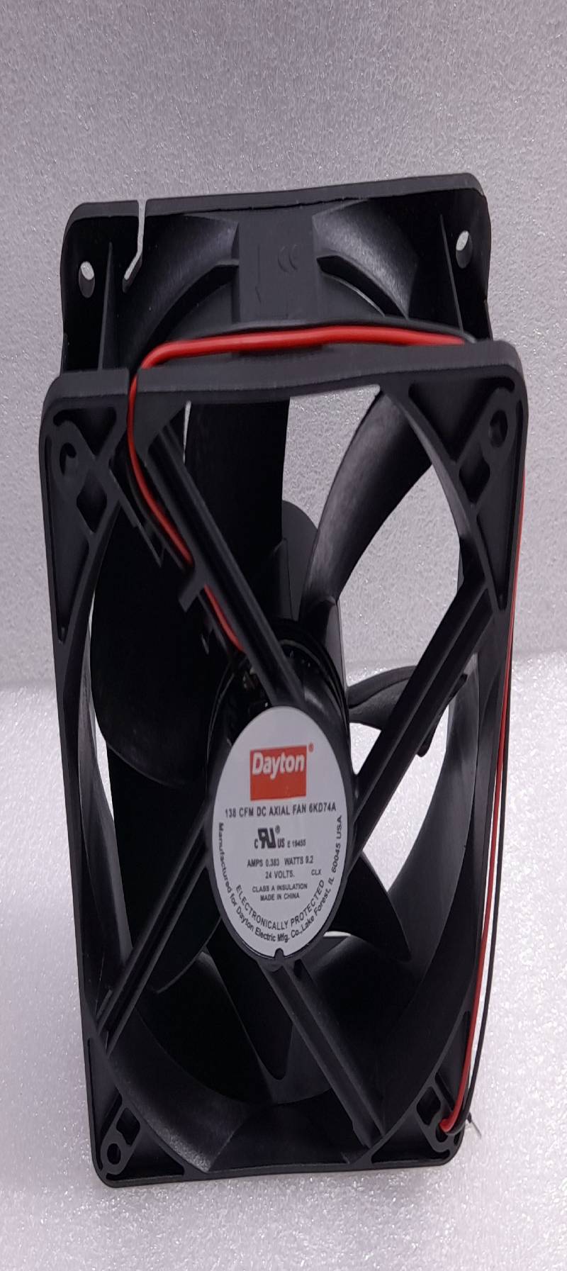 Dayton 138CFM DC Axial Fan 6KD74A 24Volts AMPS 0.383 WATTS 9.2