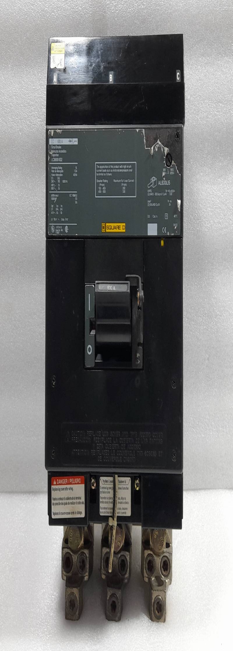 Square D LC 600A Circuit Breaker 120V~350mA 208V~950mA 50/60HZ LC366001032