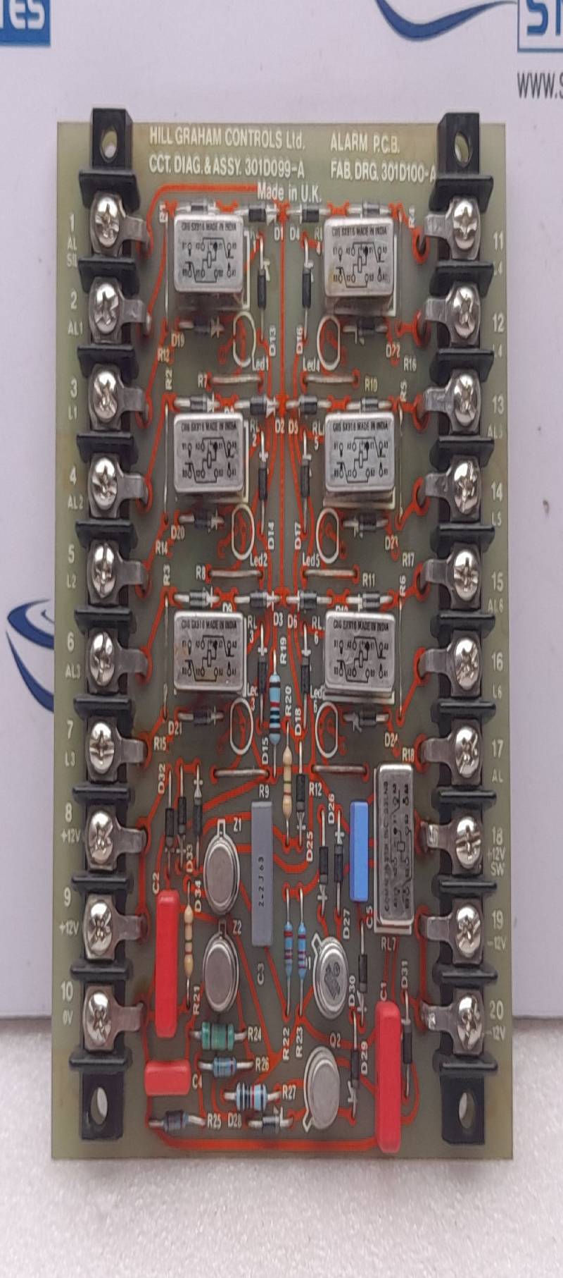 Hill Graham Controls 301D099-A Alarm Printed Circuit Board Nov P389T