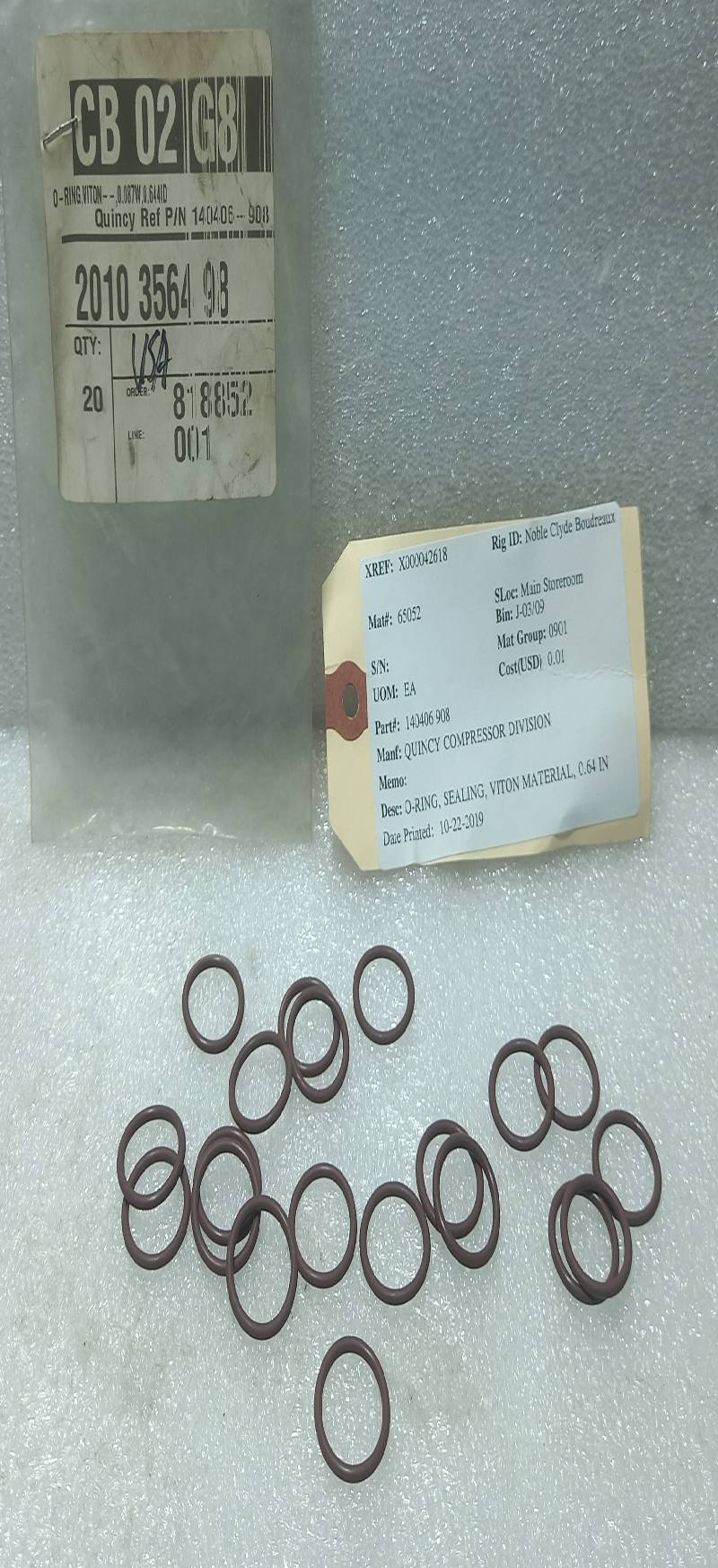 Quincy 140406 908 Sealing O-Ring 20PCs In Lot