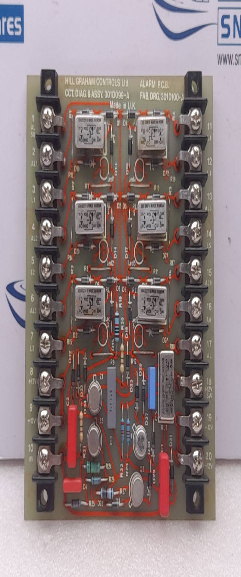 Hill Graham Controls 301D099-A Alarm Printed Circuit Board Nov P389T