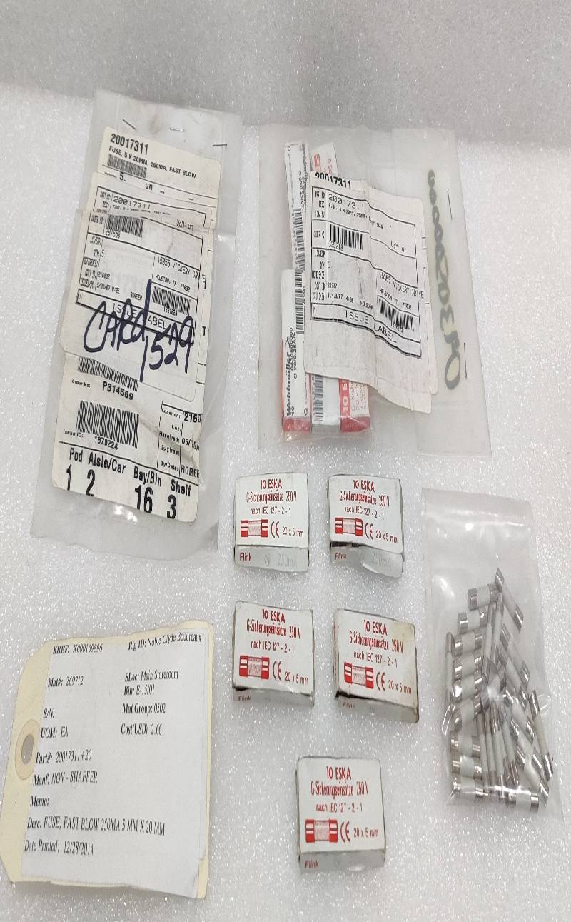 NOV-shaffer 20017311 + 20 fuse, 5  20mm, 250ma , fast blow 269712